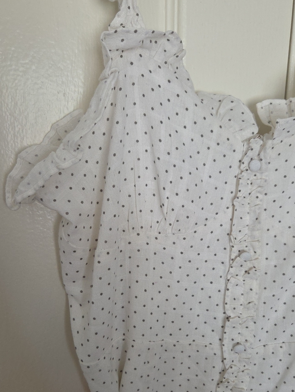 Line And Dot Lille White Polka Dot Ruffle Strap Sundress Medium - Picture 9 of 12